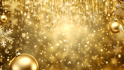 Gold sparkling christmas background with snowflakes