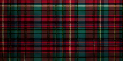 Red and green plaid textured fabric background - obrazy, fototapety, plakaty