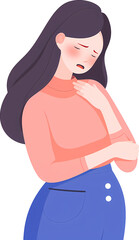 Confused puzzled preoccupied young woman. flat design illustrations.