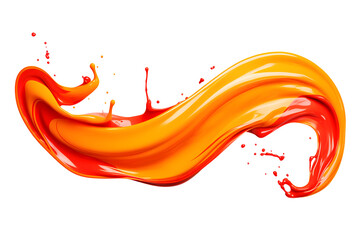 Fototapeta premium swirling orange red paint spiral splash isolated on transparent background - art effect design element PNG coutout