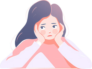 Confused puzzled preoccupied young woman. flat design illustrations.