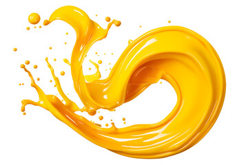 swirling yellow paint spiral splash isolated on transparent background - art effect design element PNG coutout