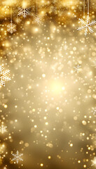 Gold sparkling christmas background with snowflakes