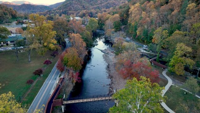 cherokee nc, north carolina aerial in fall