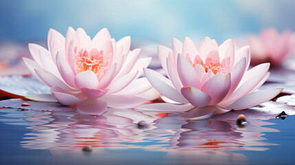 beautiful pink lotus on the pond, water lily, harmony, meditation, relaxation, zen, calm, spa, flower, plant, nature, floral, bloom, spring, blossom, lake, river, source, tenderness, petals