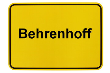 Illustration eines Ortsschildes der Gemeinde Behrenhoff in Mecklenburg-Vorpommern