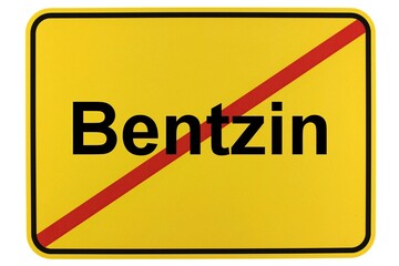 Illustration eines Ortsschildes der Gemeinde Bentzin in Mecklenburg-Vorpommern