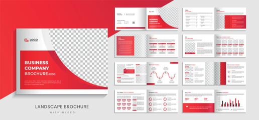 Landscape multipage brochure design or corporate business company profile template 