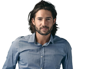 Portrait, confidence and business man, professional consultant or real estate agent for property development job. Career experience, realtor and face of person isolated on transparent, png background