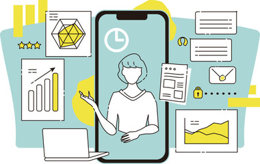 おしゃれなリモートワークのイメージイラスト