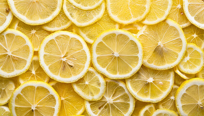 Close-up relief background of fresh lemon slices
