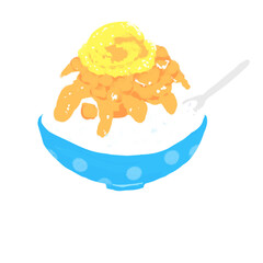 mango shaved ice CUTE  cartoon hand drawn 