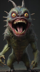 terrifying monster: an open-mouthed creature with sharp teeth, generative AI.