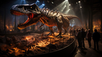 Fototapeta premium Dinosaurs museum, largest dinosaur statue collection.