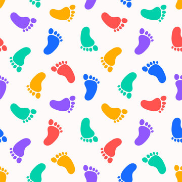 Seamless pattern with colorful feet