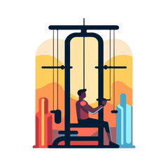 GYM ACTIVITY PEOPLE FLAT ILLUSTRATION HEALTHY