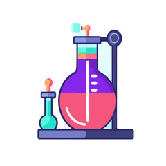 GLASS FLASK EXPERIMENT LAB ILLUSTRATION FLAT