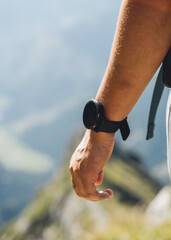 Hand with sports watch