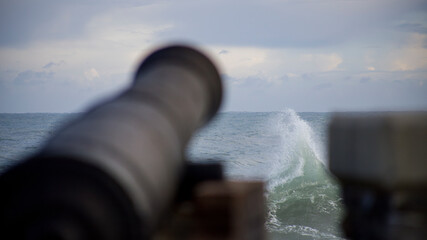 ancient cannon defends the coast