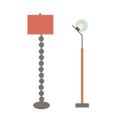 Set of floor lamp. Vector illustration in flat style , different shapes and color collection of floor lamp . Vector cartoon set on white background for different design uses
