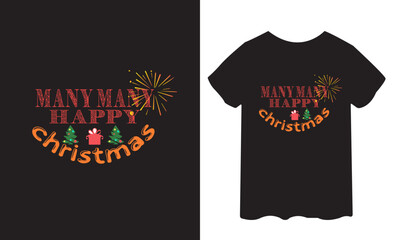 Many many happy christmas black color new design t-shirt