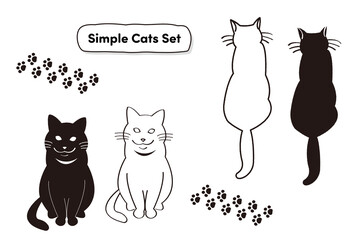 シンプル猫セット（白黒）