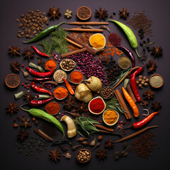 Obraz na płótnie Canvas Herb and spices from around the world. Generated AI