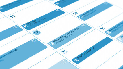 colorful calendar app interface showcasing appointments and scheduled events (3d render)