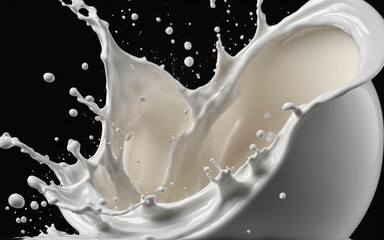 milk or white liquid splash isolated on black background