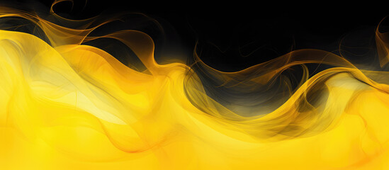 Black and Yellow smoky soft abstract wavy embossed texture background with copy space