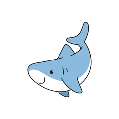 Cute cartoon shark. Vector illustration isolated on a white background.