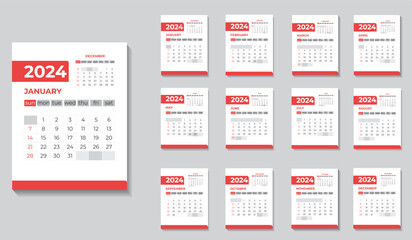 calendar 2024 with vector planner template , desk calendar 2024 year, January, February, March, April,

