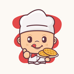 cute chef cartoon with waffles