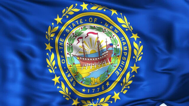 New Hampshire State Waving Flag Background