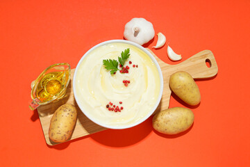 Mashed potatoes, concept of tasty and delicious food