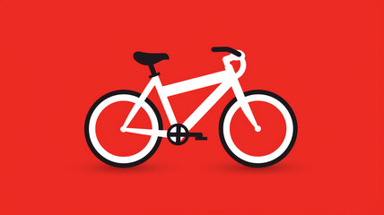 icon of a modern bicycle on red background