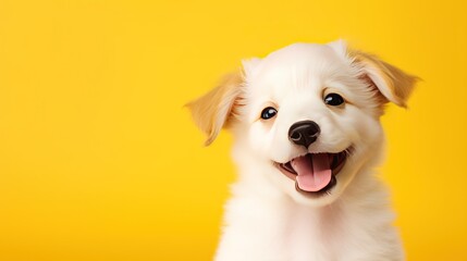 Cute dog on a colored background. - obrazy, fototapety, plakaty