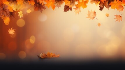 Naklejka na ściany i meble Realistic falling leaves. Autumn forest maple leaf in september season, flying orange foliage from tree on ground transparent background