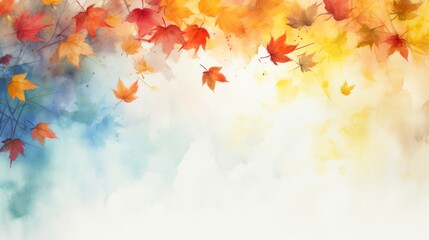 Obraz na płótnie Canvas Vector watercolor autumn leaves background.
