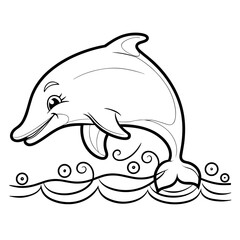 Outline fish artwork _ baby cartoon line art _ illustration of a fish _ dolphin black and white illustration _ fish vector illustration _ two dolphin illustration _ vector outline artwork