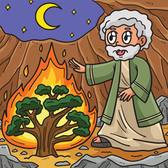 Christian Moses and the Burning Bush Colored 