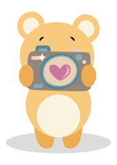 Cute teddy bear with a camera