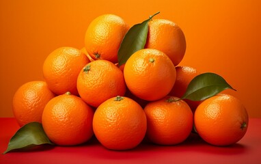 Oranges on Solid Orange Background