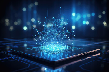 Hologram Network Computer - Generative AI illustration