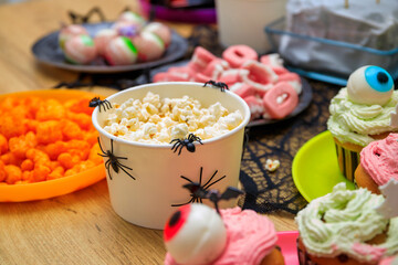Set of Halloween sweets for children on the table