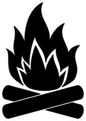 Bonfire silhouette icon. Campfire illustration.