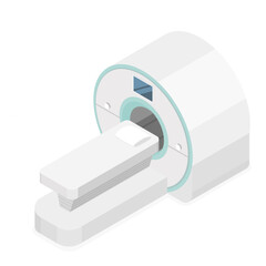 Magnetic resonance imaging (MRI) for scaning diagnotic in hospital. Isometric design. Isolated object. Vector - obrazy, fototapety, plakaty