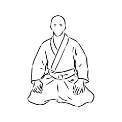 Aikido combat between athletes, stylized vector illustration