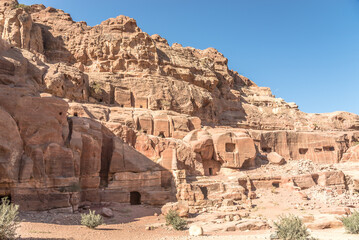 View at the Tombs in Petra archaeological site - Jordan