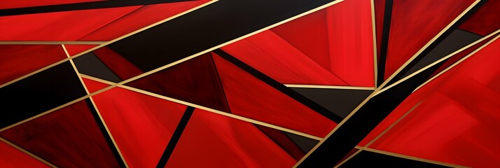 Golden Tech Harmony, Abstract Geometric red shapes Wallpaper
